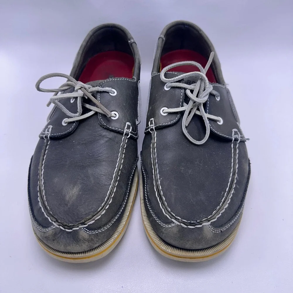 Rockport Mens Leather Boat Shoes Dark Gray Loafers APM2833C Size 13 M